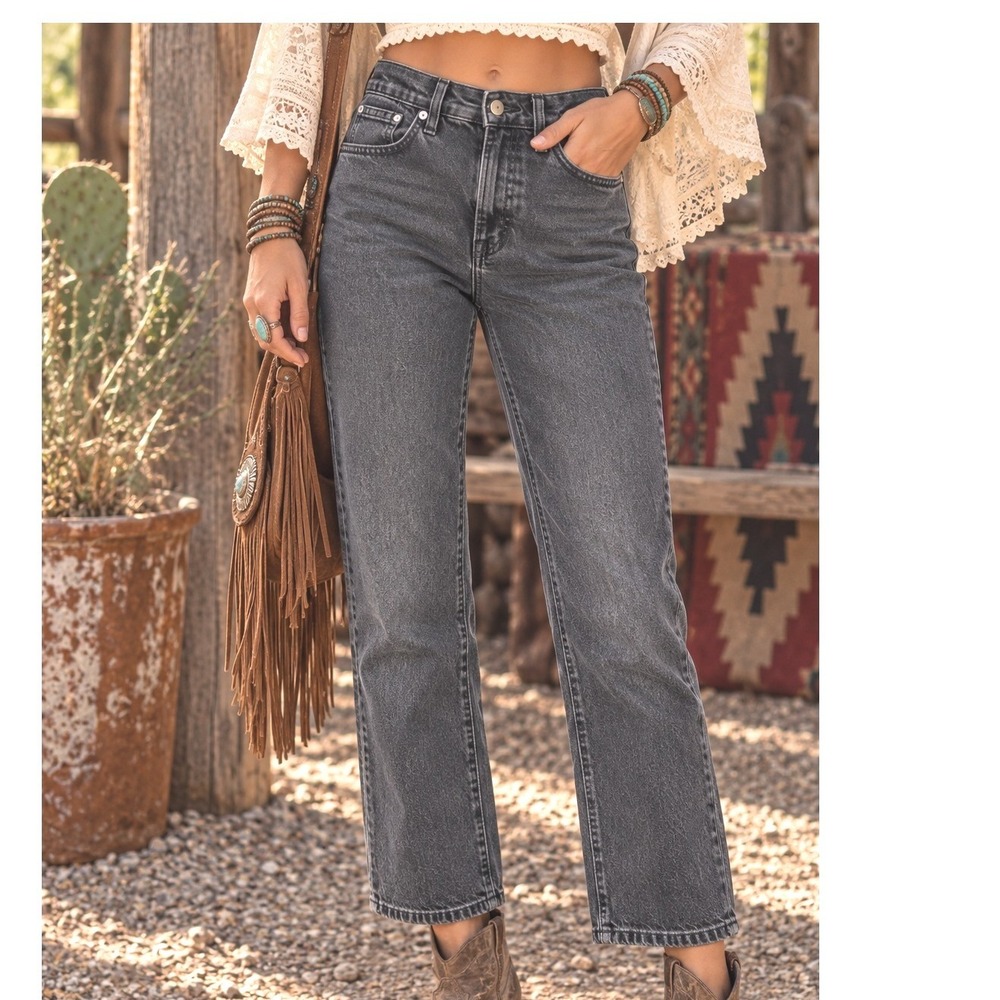 Madewell The Perfect Vintage Jean High Rise Straight Leg Faded Black Size 27